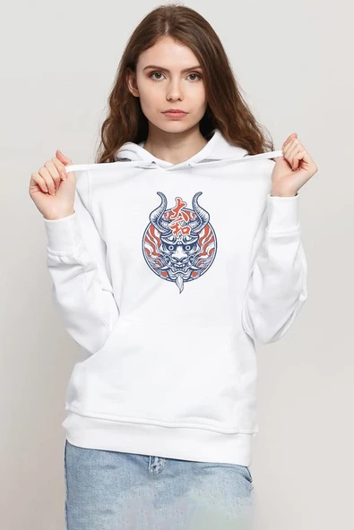 One Piece Anime Yamato Mask Beyaz Kadın 3ip Kapşonlu Sweatshirt ürün görseli 1