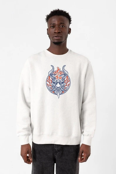 One Piece Anime Yamato Mask Beyaz Erkek 2ip Sweatshirt ürün görseli 1