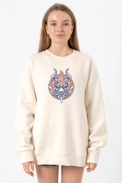 One Piece Anime Yamato Mask Ekru Kadın 2ip Sweatshirt ürün görseli 1