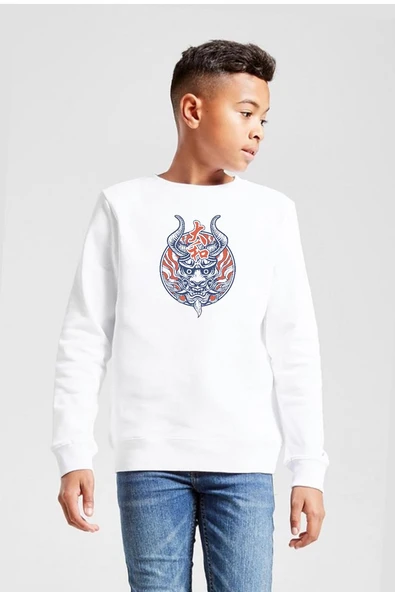 One Piece Anime Yamato Mask Beyaz Çocuk 2ip Sweatshirt ürün görseli 1