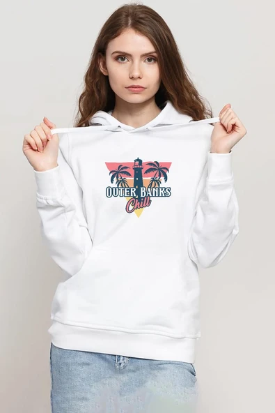 Outer Banks Chill Beyaz Kadın 3ip Kapşonlu Sweatshirt ürün görseli 1