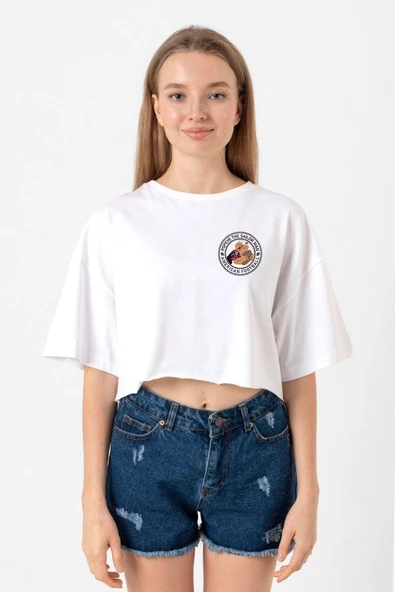 Popeye The Sailor Man Beyaz Kadın Crop Tshirt ürün görseli 1