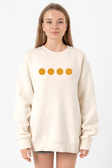 Squid Game Dalgona Candy Ekru Kadın 2ip Sweatshirt ürün görseli 1