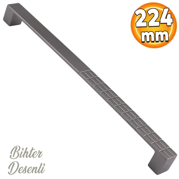 Bihter Desenli Mobilya Mutfak Dolabı Çekmece Dolap Kapak Kulpu Kulpları Kulbu Füme 224 Mm Metal Kulp ürün görseli 1