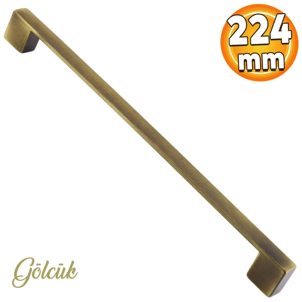 Gölcük Düz Metal Eskitme Antik Sarı 224 mm Mobilya Mutfak Çekmece Dolap Dolabı Kulpu Kulbu Kulpları ürün görseli 1