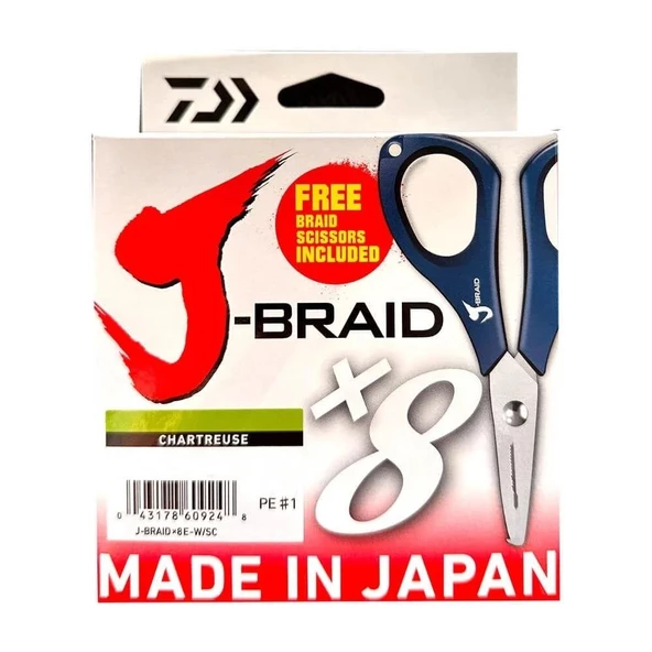 Daiwa J-Braid 150m 8x Açık Yeşil Örgü İp Misina (Makas Hediyeli) ürün görseli 1