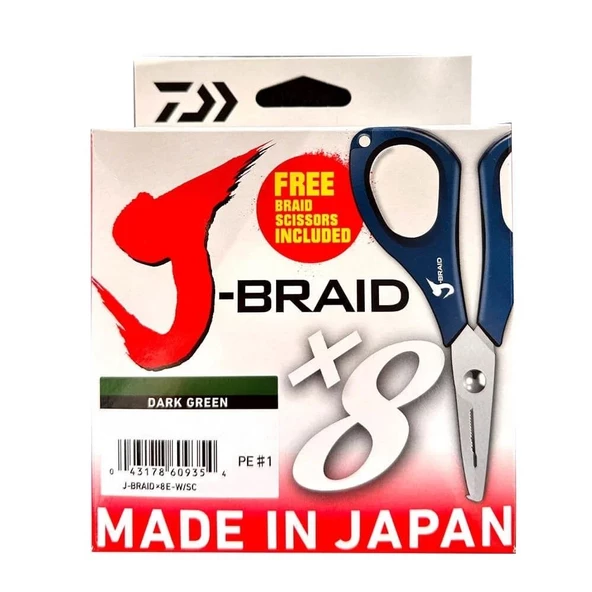 Daiwa J-Braid 150m 8x Koyu Yeşil Örgü İp Misina (Makas Hediyeli) ürün görseli 1