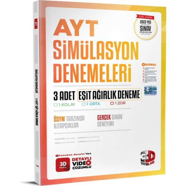 3D Yayınları 2023 Ilk Dönem Ayt Deneme Sınavı Eşit Ağırlık Simülasyon 1. Dönem ürün görseli 1