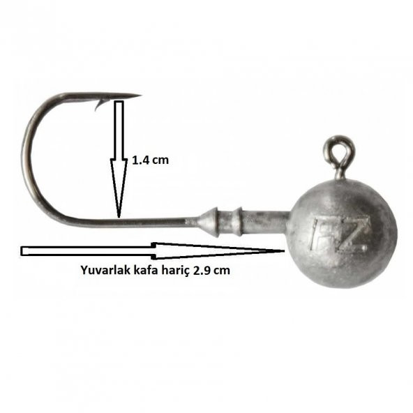 Dam Ball Jig Head No:2/0 İğneli 15gr Zoka (5 Adet) ürün görseli 1