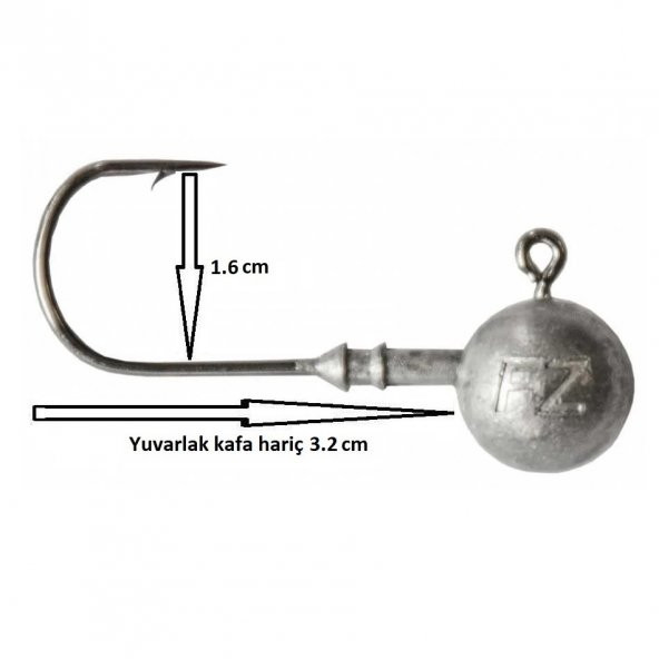 Dam Ball Jig Head No:3/0 İğneli 15gr Zoka (5 Adet) ürün görseli 1