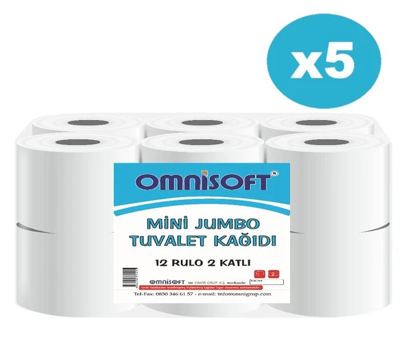 Omnisoft 5 Koli Mini Jumbo Tuvalet Kağıdı 60 Rulo ürün görseli 1