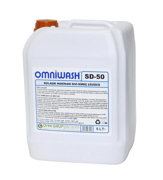 Omniwash SD-50 Bulaşık Makinesi Sıvı Kireç Çözücü 5000 ml ürün görseli 1