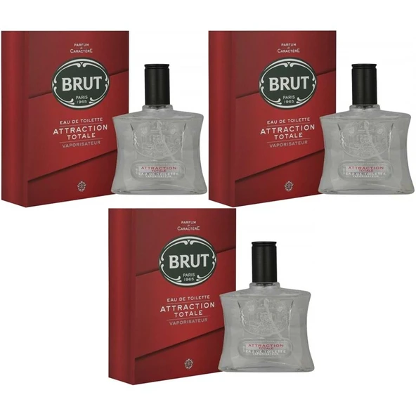 Brut Parfüm Erkek/Men 100ML Attraction Totale Edt (Kırmızı) (3 Lü Set) ürün görseli 1