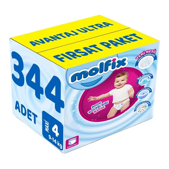 Molfix Külot Bebek Bezi 4 Beden 9-14 KG Maxi 344 Adet Avantaj Ultra Fırsat Pk ürün görseli 1