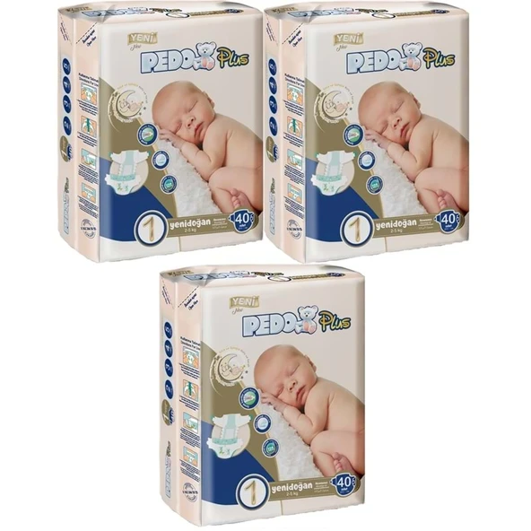 Pedo Plus Bebek Bezi 1 Beden 2-5 KG Yeni Doğan 120 Adet Jumbo Fırsat Pk ürün görseli 1