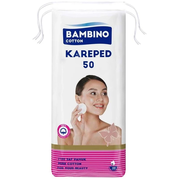 Bambino Cotton Kare Makyaj ve Bebek Temizleme Pamuğu 50 Adet (Kare En-Boy 7CM) ürün görseli 1