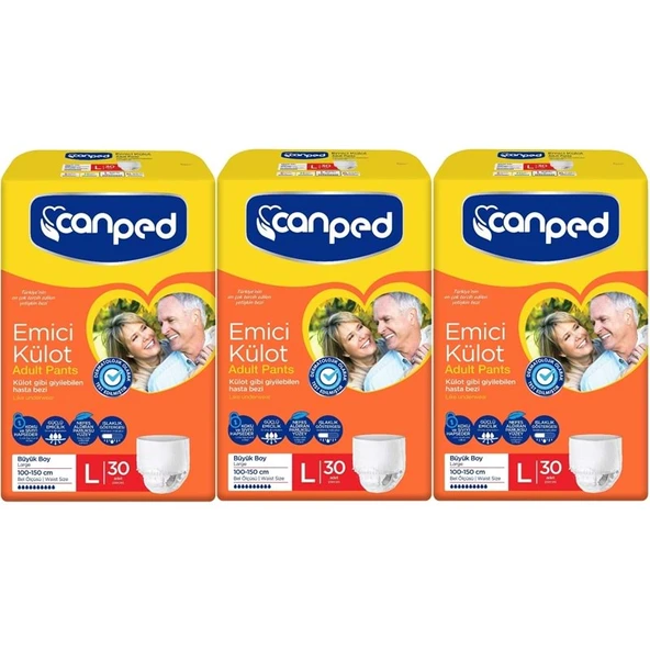Canped Emici Külot Yetişkin Bezi L - Large - Büyük 90 Adet Büyük (3PK*30) ürün görseli 1