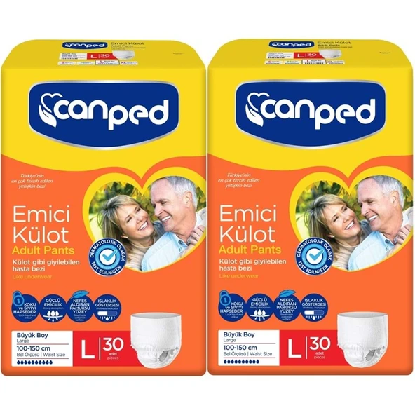 Canped Emici Külot Yetişkin Bezi L - Large - Büyük 60 Adet Büyük (2PK*30) ürün görseli 1