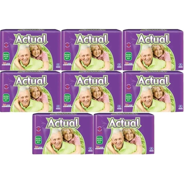 Actual Yetişkin Bezi Bel Bantlı XL - Ekstra Büyük - Extra Large 240 Adet (8PK*30) ürün görseli 1