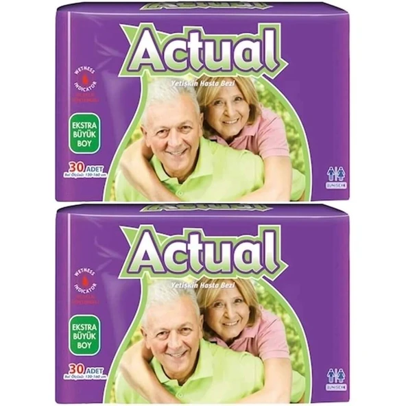 Actual Yetişkin Bezi Bel Bantlı XL - Ekstra Büyük - Extra Large 60 Adet (2PK*30) ürün görseli 1
