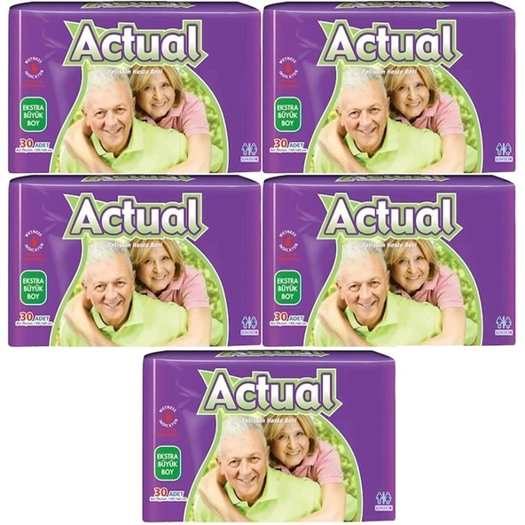 Actual Yetişkin Bezi Bel Bantlı XL - Ekstra Büyük - Extra Large 150 Adet (5PK*30) ürün görseli 1