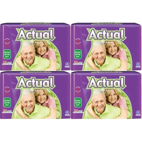 Actual Yetişkin Bezi Bel Bantlı XL - Ekstra Büyük - Extra Large 120 Adet (4PK*30) ürün görseli 1
