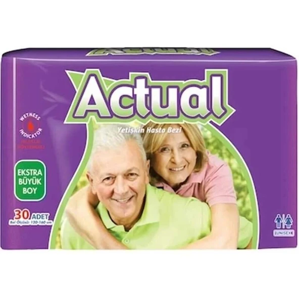 Actual Yetişkin Bezi Bel Bantlı XL - Ekstra Büyük - Extra Large 30 Adet ürün görseli 1