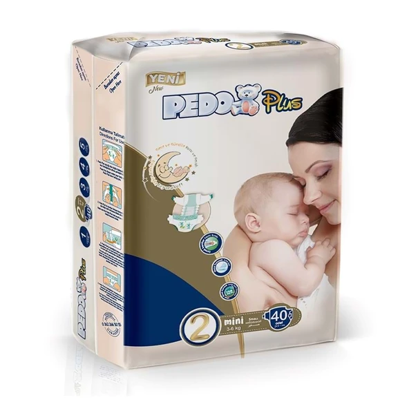 Pedo Plus Bebek Bezi 2 Beden 3-6 KG Mini 40 Adet Jumbo Pk ürün görseli 1
