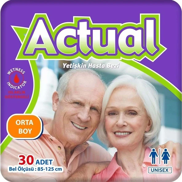 Actual Yetişkin Bezi Bel Bantlı M - Medium - Orta 30 Adet ürün görseli 1