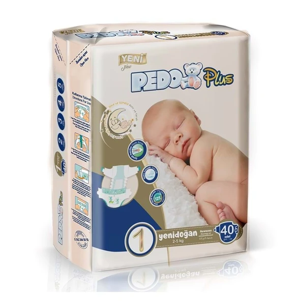 Pedo Plus Bebek Bezi 1 Beden 2-5 KG Yeni Doğan 40 Adet Jumbo Pk ürün görseli 1