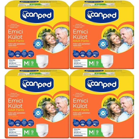 Canped Emici Külot Yetişkin Bezi M - Orta 36 Adet (4PK*9) ürün görseli 1