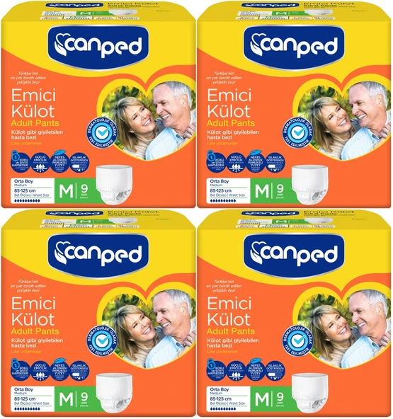 Canped Emici Külot Yetişkin Bezi M - Orta 36 Adet (4PK*9) ürün görseli 1