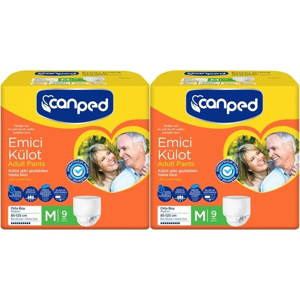 Canped Emici Külot Yetişkin Bezi M - Orta 18 Adet (2PK*9) ürün görseli 1