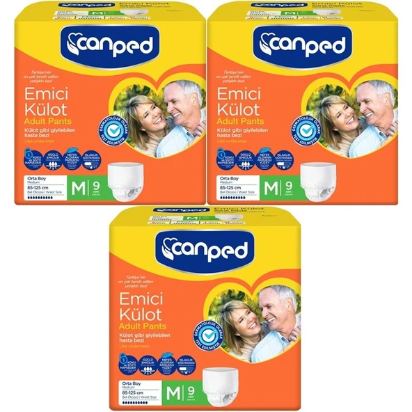Canped Emici Külot Yetişkin Bezi M - Orta 27 Adet (3PK*9) ürün görseli 1