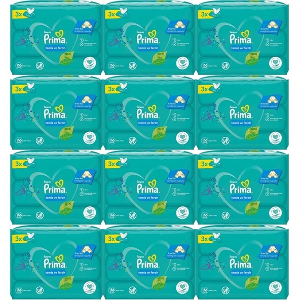 Prima Islak Havlu Mendil Temiz ve Ferah (Bitki Bazlı) 36 Lı Set (12PK*3) 1872 Yaprak ürün görseli 1