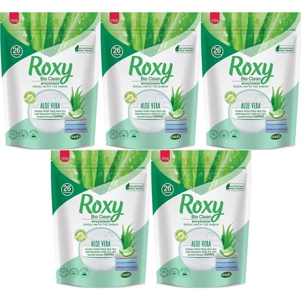 Dalan Roxy Bio Clean Matik Sabun Tozu 800GR Aloe Vera (5 Li Set) (130 Yıkama) ürün görseli 1