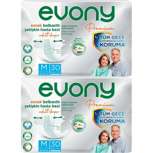 Evony Premium Yetişkin Bezi Bel Bantlı Tekstil Yüzey M - Orta - Medium 60 Adet ürün görseli 1