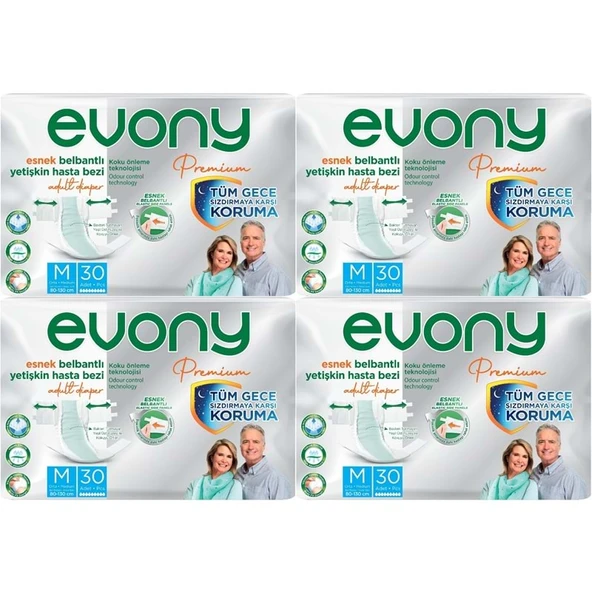 Evony Premium Yetişkin Bezi Bel Bantlı Tekstil Yüzey M - Orta - Medium 120 Adet ürün görseli 1