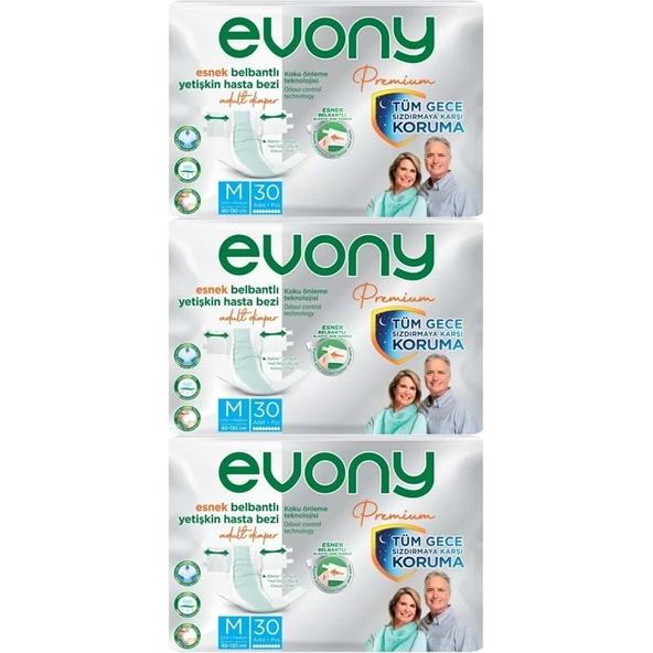 Evony Premium Yetişkin Bezi Bel Bantlı Tekstil Yüzey M - Orta - Medium 90 Adet ürün görseli 1