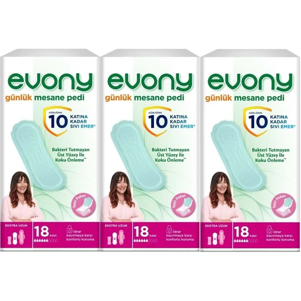 Evony Günlük Mesane Pedi Ekstra Uzun 54 Adet (3PK*18) ürün görseli 1