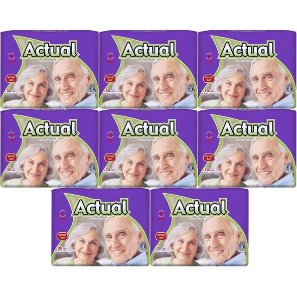 Actual Yetişkin Bezi Bel Bantlı L - Large - Büyük 240 Adet (8PK*30) ürün görseli 1