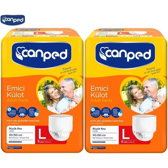 Canped Emici Külot Yetişkin Bezi Büyük-Large 16 Adet (2Pk*8) ürün görseli 1