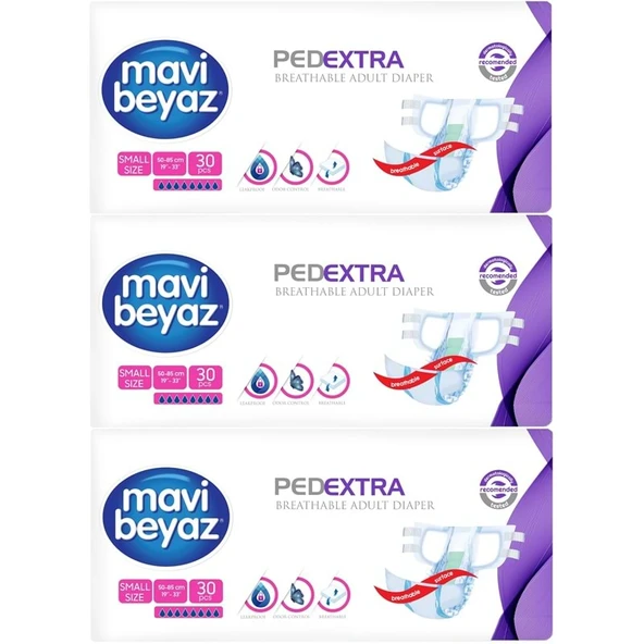 Mavi Beyaz Ped Ekstra Tekstil Yüzeyli Bel Bantlı Yetişkin Bezi S - Small - Küçük 90 Adet ürün görseli 1