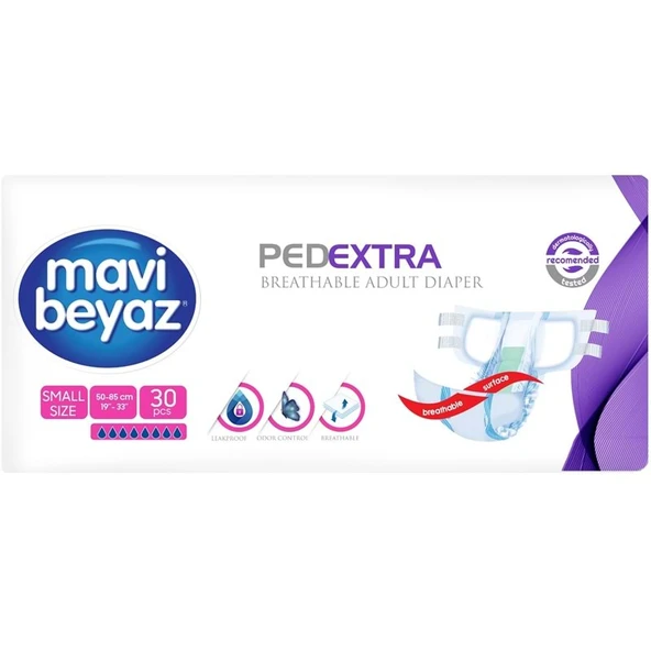 Mavi Beyaz Ped Ekstra Tekstil Yüzeyli Bel Bantlı Yetişkin Bezi S - Small - Küçük 30 Adet ürün görseli 1