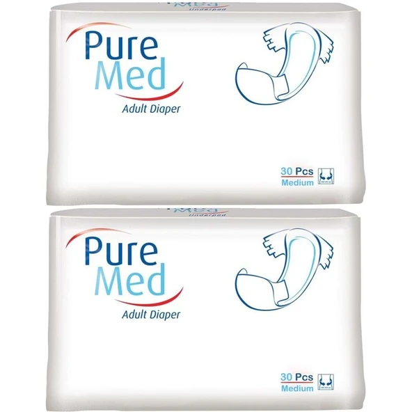 Puremed Yetişkin Bezi Bel Bantlı Tekstil Yüzey M - Orta - Medium 60 Adet (2PK*30) ürün görseli 1