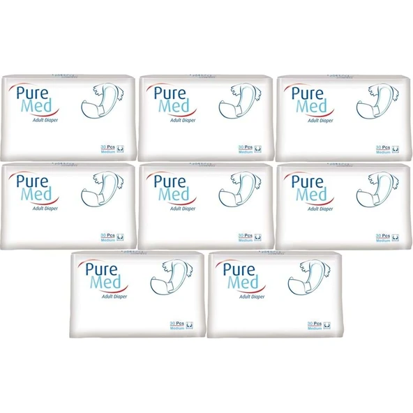 Puremed Yetişkin Bezi Bel Bantlı Tekstil Yüzey M - Orta - Medium 240 Adet (8PK*30) ürün görseli 1