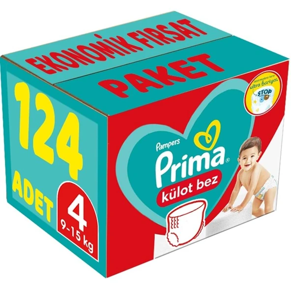 Prima Külot Bebek Bezi 4 Beden 9-15 KG Maxi 124 Adet Ekonomik Fırsat Pk ürün görseli 1