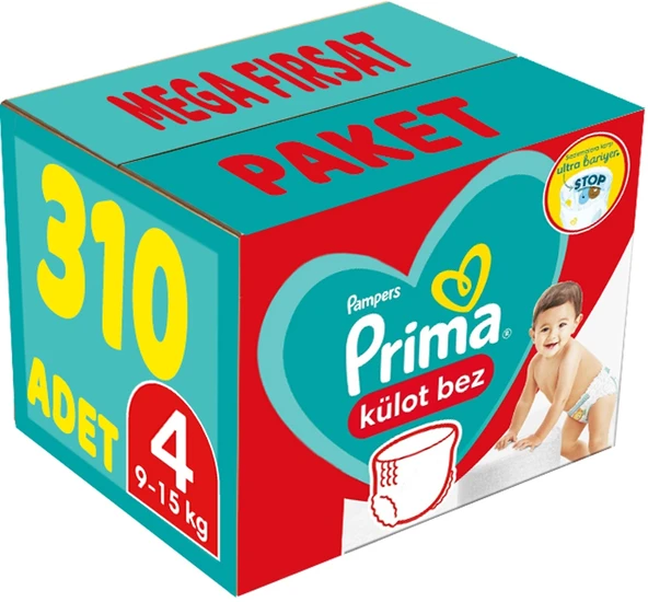 Prima Külot Bebek Bezi 4 Beden 9-15 KG Maxi 310 Adet MeGa Fırsat Pk ürün görseli 1