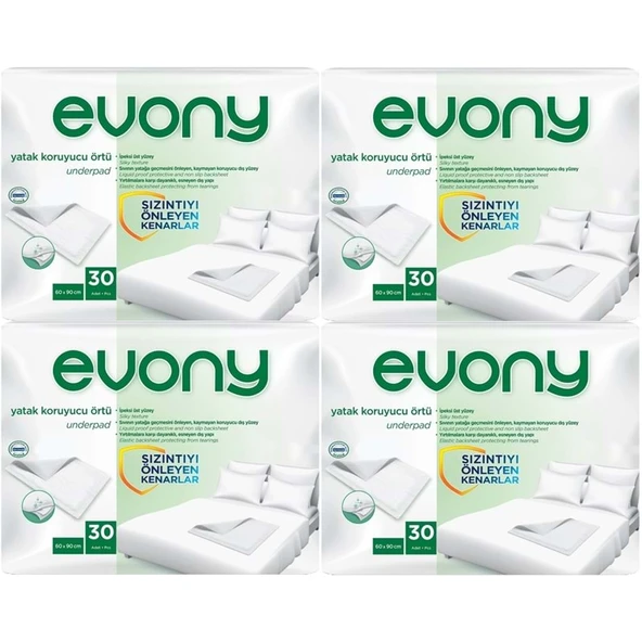 Evony Yetişkin Yatak Koruyucu Örtü 60*90CM 120 Adet (4PK*30) (Kaymaz Özellikli) ürün görseli 1