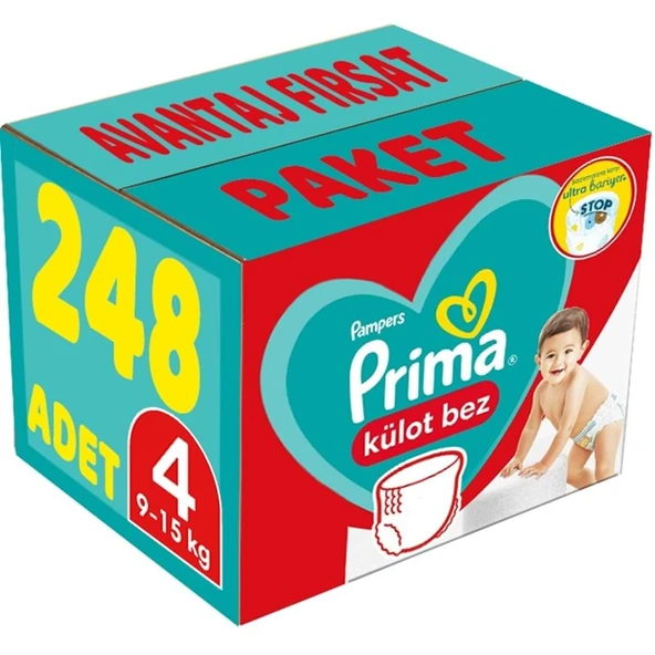 Prima Külot Bebek Bezi 4 Beden 9-15 KG Maxi 248 Adet Avantaj Fırsat Pk ürün görseli 1
